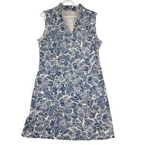 Mahi Gold Sleeveless V-Neck Floral Print Dress Large
